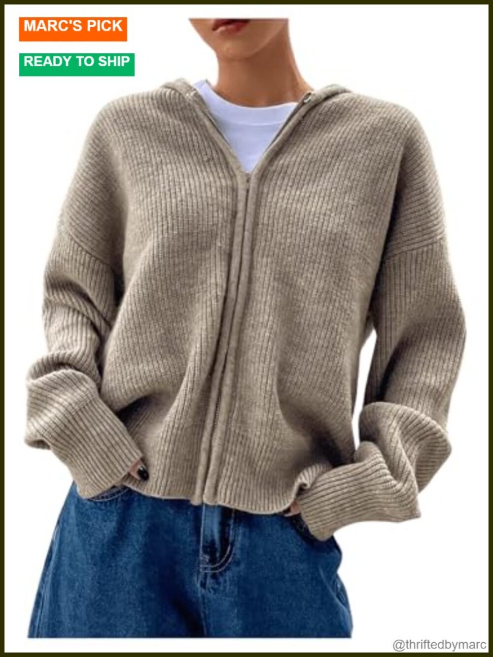 Hooded Zip Up Cardigan Knit Sweater for Women Viscose Blend